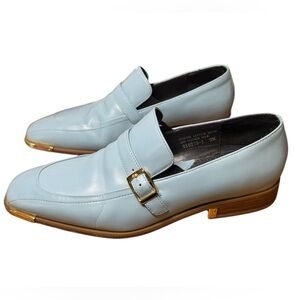 Giorgio Brutini Private Collection Powder Blue Mens Leather Monk Strap Loafers 9